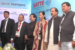 The Minister of State for Culture (Independent Charge), Tourism (Independent Charge) and Civil Aviation, Dr. Mahesh Sharma at the inauguration of the 'South Asia Travel & Tourism Exchange (SATTE)' - South Asia's leading B2B Travel and Tourism Trade Exhibition in New Delhi on January 29, 2016.
	The Secretary, Ministry of Tourism, Shri Vinod Zutshi and other dignitaries are also seen.